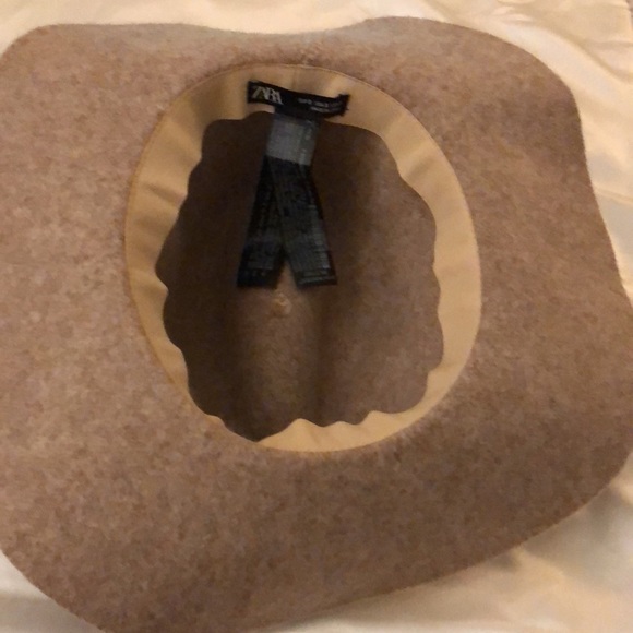 Zara Camel Beige & White Flower Wool Blend Wide Brim Hat Size S NWT - Picture 10 of 12